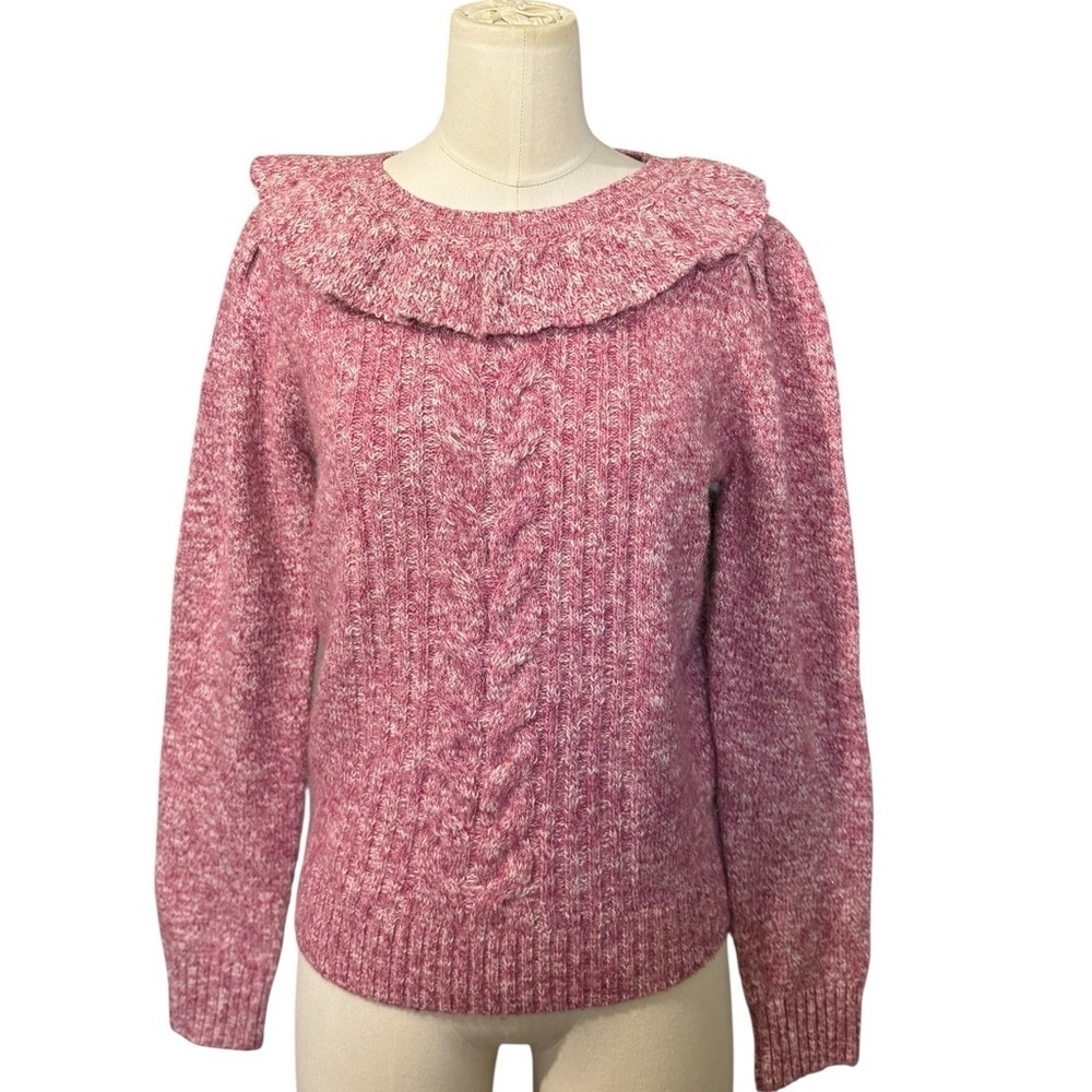 GREYLIN Claris Cozy Lurex Knot Sweater in Magneta Pink  Wool Blend in Sz Large - Picture 4 of 9